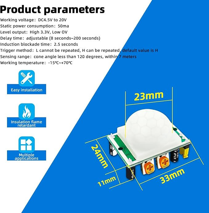 10PCS HC-SR501 PIR Module Pyroelectric Infrared Motion Sensor Module Detector