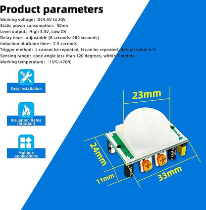 10PCS HC-SR501 PIR Module Pyroelectric Infrared Motion Sensor Module Detector