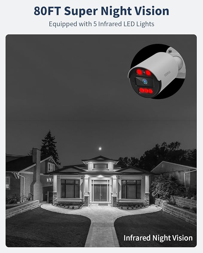 《122°Wide Angle & 80FT Night Vision》Outdoor Wired Security Camera System,CCTV Cameras Outside, Home Video Surveillance DVR Kits