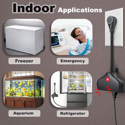 WiFi Power Failure Alarm, Smart App Alerts & 110dB Siren & Indoor / Outdoor Use for Freezer, Sump Pump, Aquarium, Greenhouse, Pond Pump