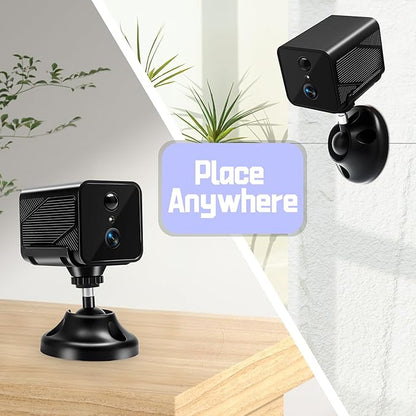 2K Wireless Indoor Camera for Home Security, Mini Hidden Camera with Long Battery Life & AI Motion Detection, 2.4G Hz WiFi, Color Night Vision, Two-Way Talk, No SD Card Needed