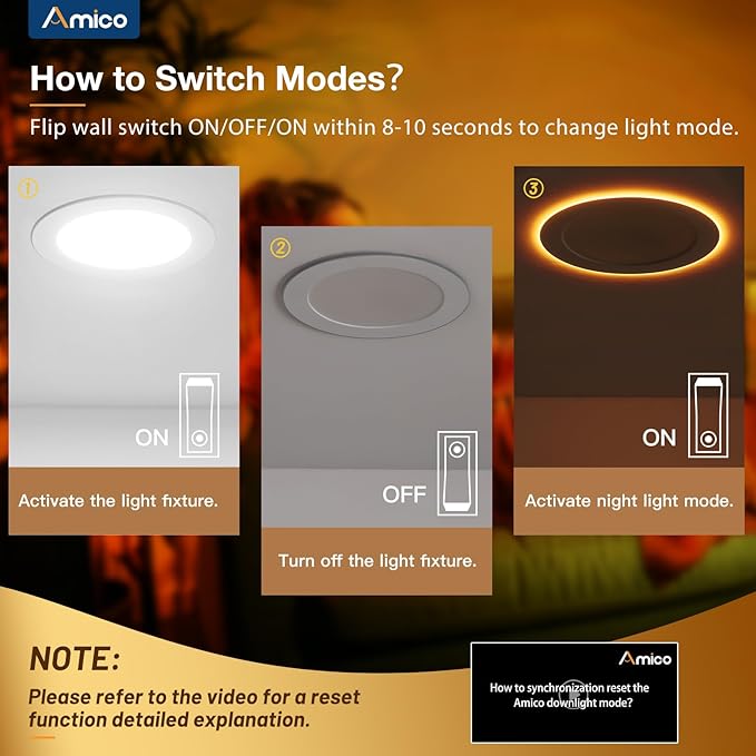 Amico 24 Pack 4 Inch 5CCT LED Recessed Ceiling Light with Night Light, 2700K/3000K/3500K/4000K/5000K Selectable Ultra-Thin Recessed Lighting, 10W=90W, 700LM, Dimmable Canless Wafer Downlight ETL&FCC