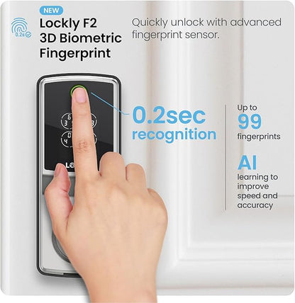 Lockly Secure Pro (Latest Version), Smart Lock with Built-in Wi-Fi, New-Gen Fingerprint Door Lock, Keyless Entry Deadbolt, PIN Genie Keypad, Auto Lock, App Remote Control, Easy Installation