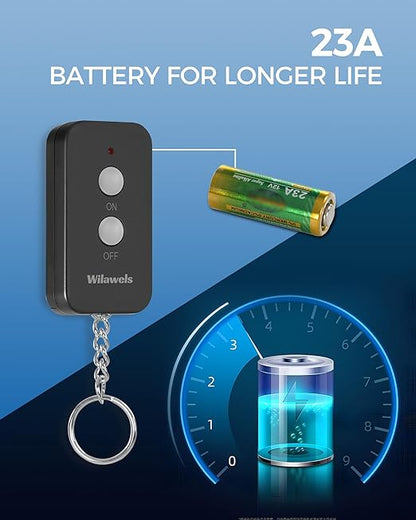 Remote Control Outlet Plug Wireless On Off Power Switch, Black Remote Light Switch Wireless for Lamp, Light, Fan, Programmable, Portable, 100ft RF Range, FCC Certified, Battery Included H02RC1106