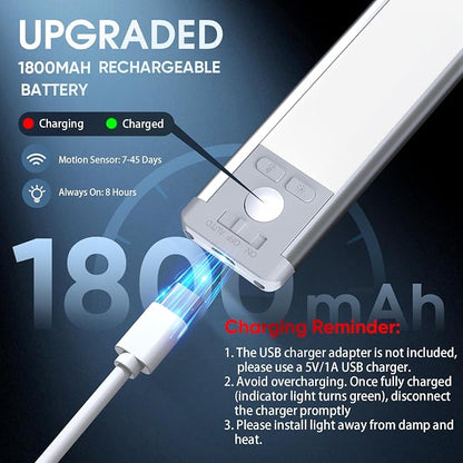 10inch Under Cabinet Lighting with 3 Color Temps, 2 Pack Rechargeable Motion Sensor Light Indoor, 5 Levels Dimmable Magnetic Closet Lights, Wireless Under Counter Lights for Kitchen, Stairs