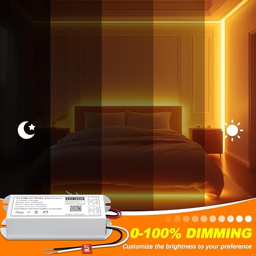 Dimmable LED Driver 96W 24V, Triac/ELV/MLV Transformer for LED and Halogen Lighting, Compatible with Lutron & Leviton Dimmers, Suitable for Indoor/Outdoor Applications