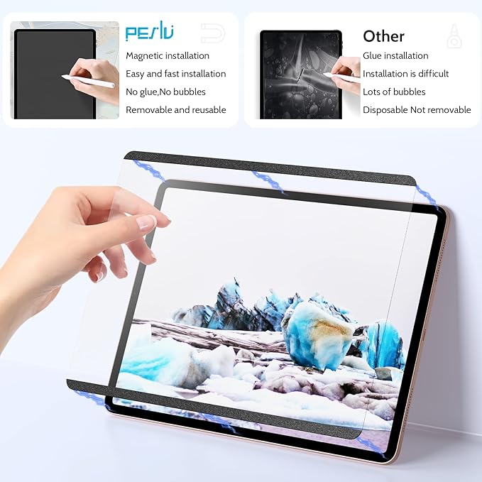 Peslv 2 Pack Magnetic PaperFilm for iPad 9th & 7th Generation, iPad Air 3 & iPad Pro 10.5in - 10.2 Inch Feel Like Writing/Drawing on Paper, Removable Matte Anti-Glare Blue Light Screen Protector