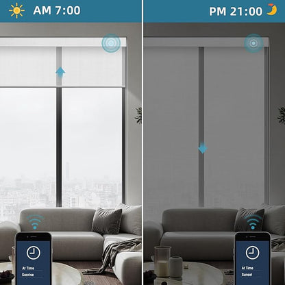 SmartWings Motorized Smart Roller Shades in Light Filtering, Electric Blinds with Remote for Windows Compatible with Alexa/Google Home/Homekit, Customized, 1% Openness Aventus White