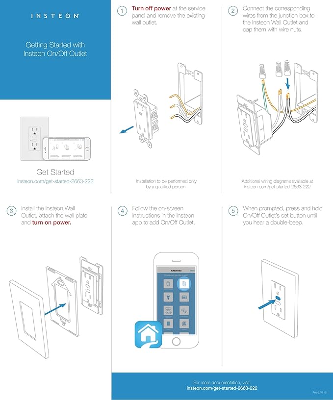 Insteon Smart Dual On/Off Wall Outlet, Top & Bottom Outlets Independently Controllable, 2663-222 (White) - Insteon Hub required for voice control with Alexa & Google Assistant