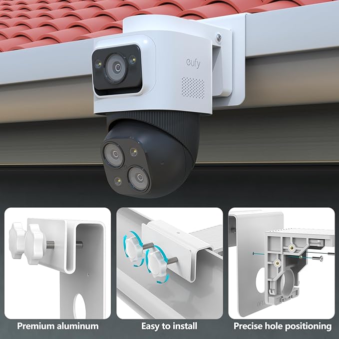 Gutter Mount for eufy 4K NVR S4 Max and eufyCam S4, No Drill Aluminum Mounting Bracket, 1 Pack