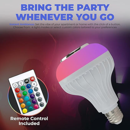 SKYLAR LED Color Changing Light Bulb with Bluetooth Speaker, E26 A23 RGB Bulb, 4 Light Modes, Remote Control, Color Changing Party Light for Bedroom, Home Decor & Holidays