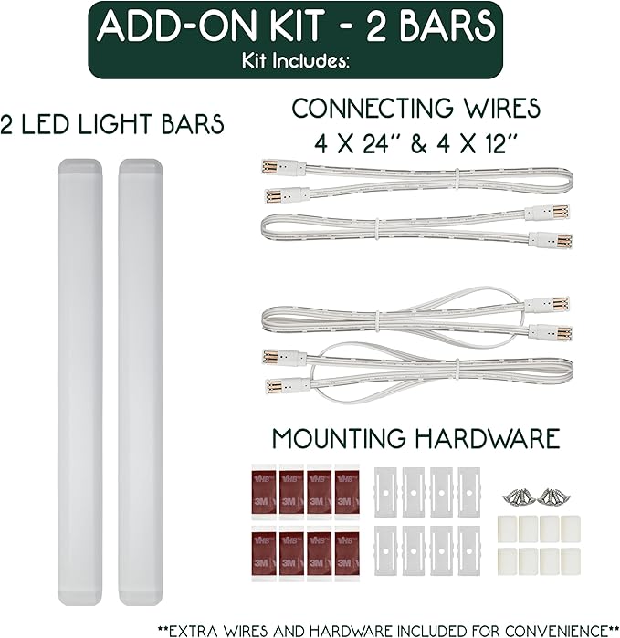 2 Bar ADD-ON Kit - for Use with VER-4BAR-KIT Only - Not for Use with Flat Panels or Other Lighting Kits
