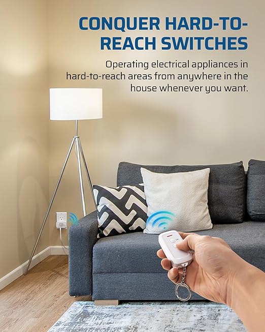 DEWENWILS Remote Control Outlet, Indoor Remote Outlet with 2 Remotes, 100FT Range, 15A/1875W, Remote Outlet Switch for Lights/Fans, Floor Lamp, Bedside Lamp
