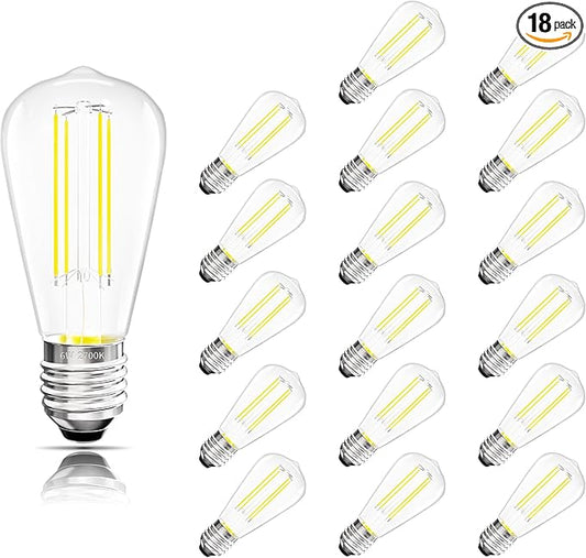 Edison Bulbs E26 Medium Base 2700K Soft White, 750LM ST19 Vintage LED Filament Bulb Clear Glass, Equivalent 75W Dimmable Lights Bulb 90+ CRI for Chandeliers, Pendants, Wall Sconces-18 Pack
