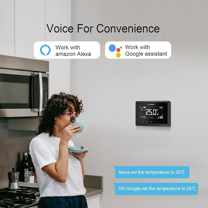 Smart WiFi Thermostat for Home, Programmable Thermostat 3H/2C for Heat Pump & Conventional Systems, Tuya App Control, Compatible with Alexa & Google Assistant