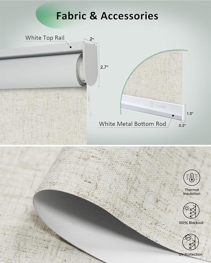 Yoolax Motorized Shades App Control, Blackout Automatic Blinds for Indoor Windows, Electric Roller Shades for Bedroom Living Room Office (Blackout Artisan Beige, 28" W x 72" H)