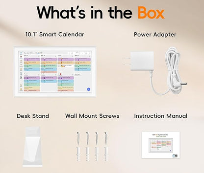 Digital Calendar, 10.1-inch Smart Wall Planner Electronic Calendar & Chore Chart, Smart Touchscreen Interactive Display for Family Schedules, Organize Your Daily & Family Routines, Desk & Wall Mount
