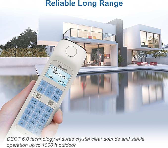 VTech VS122 DECT 6.0 Retro Design Cordless Phone with Answering System, Smart Call Blocker and Bluetooth Connect to Cell Full-Duplex Speakerphone Landline Phone for Home Office