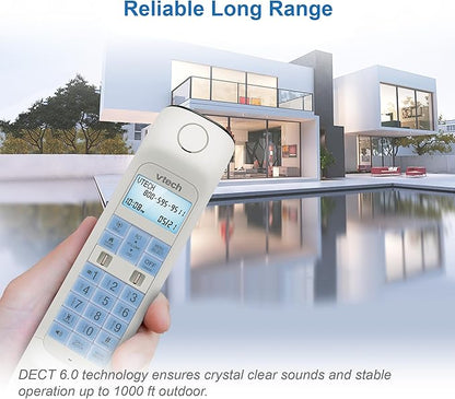 VTech VS122 DECT 6.0 Retro Design Cordless Phone with Answering System, Smart Call Blocker and Bluetooth Connect to Cell Full-Duplex Speakerphone Landline Phone for Home Office