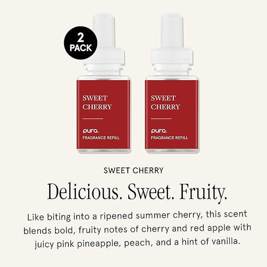 Pura Smart Home Scent Refill - Long-Lasting Premium Fragrance per Refill - Clean Diffuser Fragrance for Home, Office & Apartment - 2 Pack, Sweet Cherry
