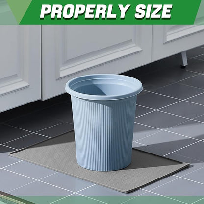 Tinideya Waterproof Trash Can Mat with Raised Edge Non Slip Under Garbage Mat Trash Can Pads Protective Silicone Rubber Tray for Kitchen to Avoid Spills Floor Scratches(Gray,11.8" X 18.9")