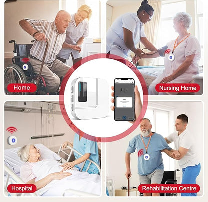CallToU Wi-Fi Wireless Caregiver Pager Call Button for Elderly at Home , APP Emergency Alert for Seniors, Patients, and the Disabled with 2 Call Button, 2 Receiver (2.4GHz Wi-Fi)