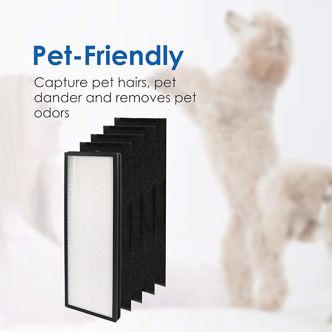 NEA120 Replacement Filter, Compatible with Eureka NEA120 and Toshiba Smart WiFi Air Purifier, H13 Grade Air Filter (NEA-F1) and 4 Activated Carbon Filters (NEA-C1)