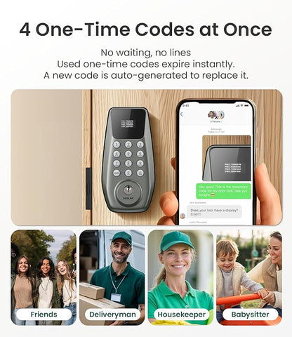 DESLOC C100 Keyless Entry Door Lock with Visual Display, 100 Customizable User Codes and 4 One-Pass code, door locks for front door with 2 Keys,12 Months Battery, IP54, BHMA Grade 3, Auto Lock, Nickel