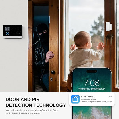 LWOHSI Wireless Alarm System,DIY 4G/WiFi Home Security Systems,Phone APP Alert,Door/Window and Motion Sensors,Remote Control for Home,Apartment,No Contract Fee (10 PCS)