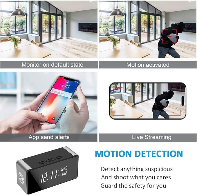 WiFi Wireless Mini Security Camera, Full HD 4K/2K/1080P Surveillance Cam for Home Safety Support 5G&2.4G with Night Vision and Motion Detection, APP Control with SD Storage