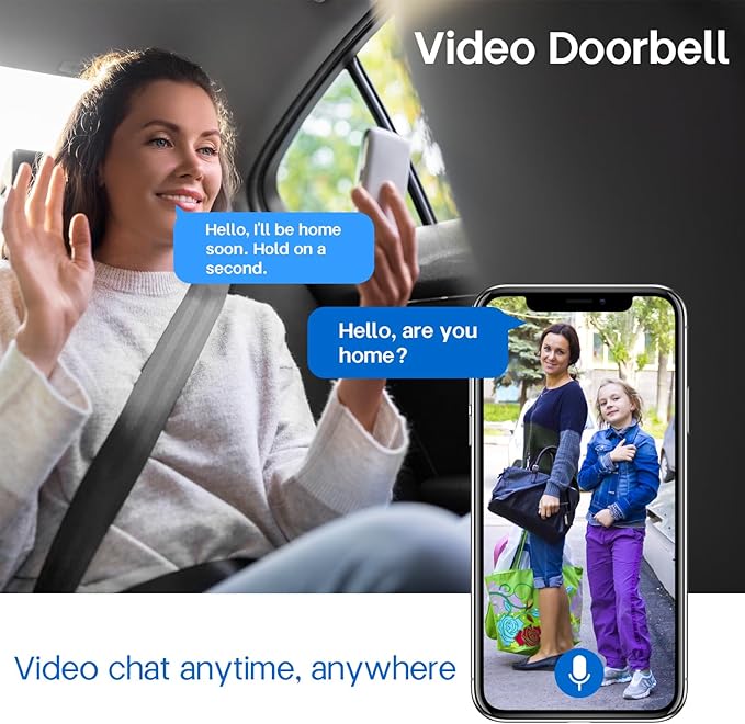 2K Video Doorbell Camera Wireless with Full-Body View & AI Detection - Night Vision, PIR Motion Alerts, Built-in Chime, IP65 Weatherproof, 32GB SD Card &Cloud Storage，No Monthly Fee