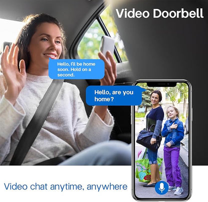 2K Video Doorbell Camera Wireless with Full-Body View & AI Detection - Night Vision, PIR Motion Alerts, Built-in Chime, IP65 Weatherproof, 32GB SD Card &Cloud Storage，No Monthly Fee