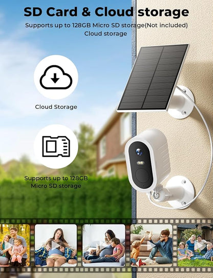 Security Cameras Wireless Outdoor No Subscription,5G/2.4G WiFi 4MP Solar Cameras for Home Security 2Cam-Kit,180-Day Powered,128GB Local Storage,Color Night Vision Home Security Cameras System