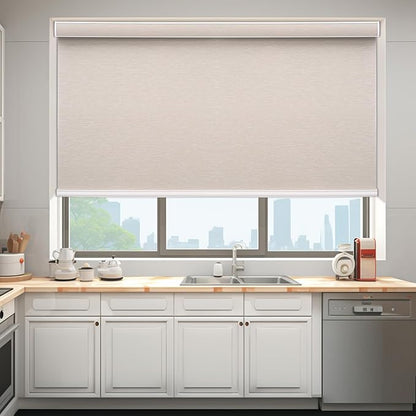 Changshade Custom Size Cordless Roller Shades, Blackout Roller Window Blinds with Thermal Insulated for Office, Living Room, Bedroom, Kitchen, Brown
