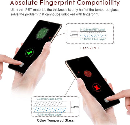 Esanik Privacy Screen Protector for Samsung Galaxy S22 PLUS 6.6 Inch [2 + 2 Pack], 2 x PET Anti Spy Screen Cover [Not Glass] + 2 x Camera Lens Tempered Glass