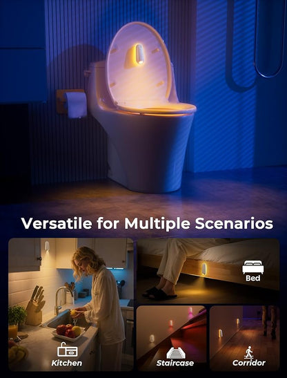 Toilet Night Light Motion Sensor, 8 Color Changing LED Wall Motion Sensor Light Indoor Bathroom Accessories Decor, Inside Toilet Lights Unique Gadgets for Men Kids Birthday Gifts 3 Pack