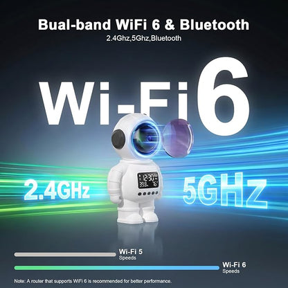 2K Clock Indoor Camera, 2.4G/5G WiFi Cameras for Home Security with Temperature & Humidity Display, 2-Way Audio, AI Motion Detection, Color Night Vision, Baby Monitor & Pet Camera (White)