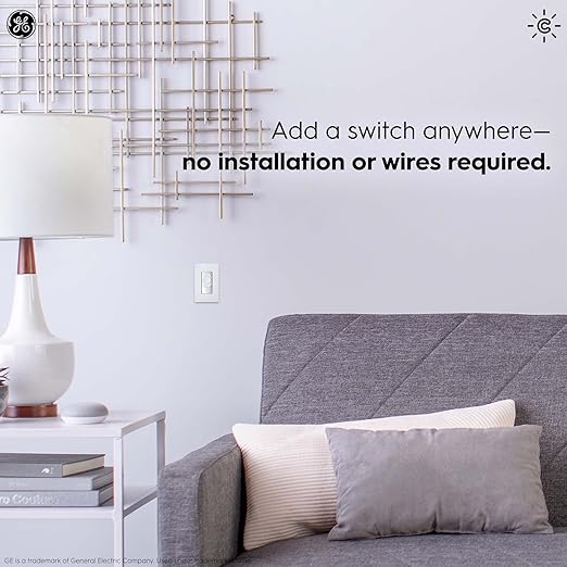 GE CYNC Smart Dimmer Light Switch, Wire-Free, Battery-Powered, Bluetooth and Wi-Fi Enabled (1 Pack)