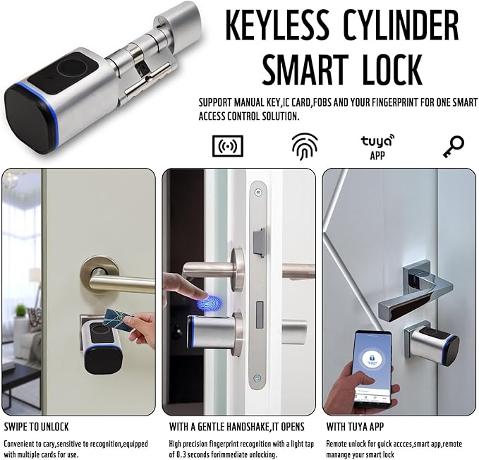 Intelligent Door Locks Fingerprint IC Card Key Cell Phone Application Household Intelligent Electronic Locks Applicable to Wooden Iron Security Door