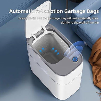 funest Automatic Touchless Bathroom Trash Can with Lid- 3.5 Gallon Motion Sensor Garbage Can for Kitchen, Bedroom, Office,Auto-Adsorption Waterproof Bathroom Trash Can