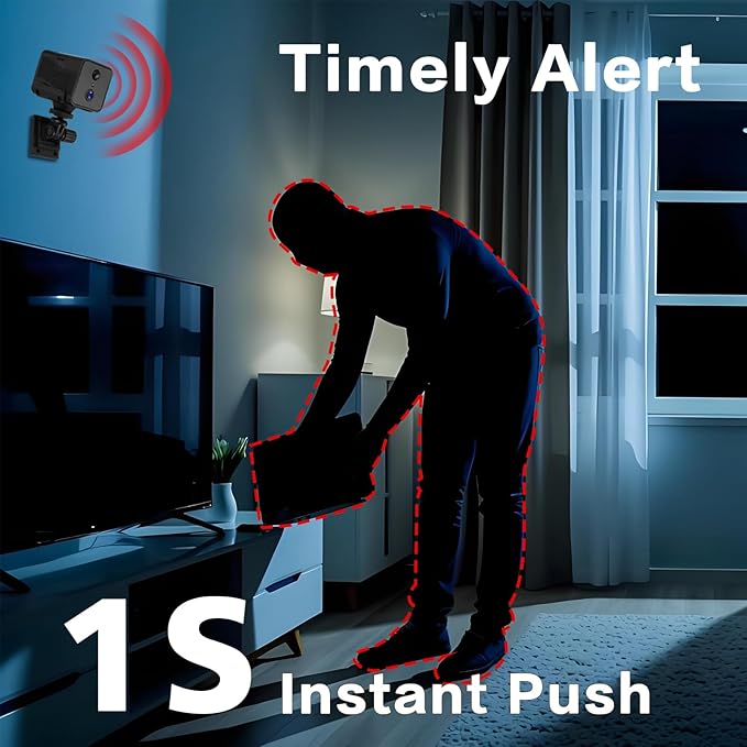 Indoor Camera Wireless Battery Powered, 32GB SD Card, Long Battery Life, 2K Tiny Camera, 2.4Ghz WiFi Cameras for Home Security, 150°Remote Viewing, Night Vision, Motion Detection