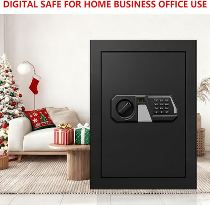 3.4 Cub Large Safes for Home Use, Digital Home Safe Box Fireproof Waterproof with Programmable Keypad, Spare Keys and Removable Shelf, Anti-Theft Fire Proof Safe for Document Money Valuables