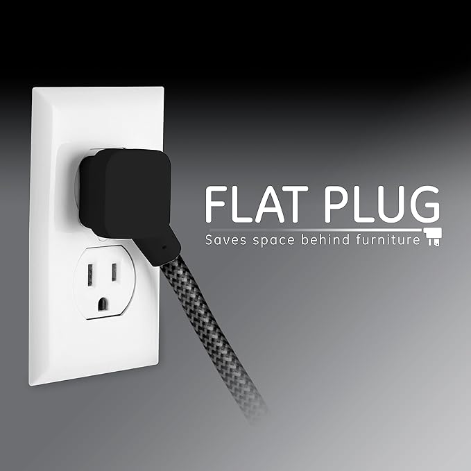GE 3-Outlet Braided Power Strip Extension Cord with Multiple Outlets 8 Ft (Pack of 12)