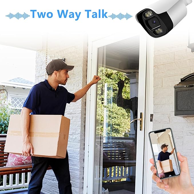 5MP PoE IP Bullet Camera Outdoor, Full Color Security IP Camera with Smart Dual Light, Two Way Talk, 98ft Night Vision, 110°Wide Angle, Human/Vehicle Detection