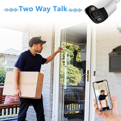 5MP PoE IP Bullet Camera Outdoor, Full Color Security IP Camera with Smart Dual Light, Two Way Talk, 98ft Night Vision, 110°Wide Angle, Human/Vehicle Detection