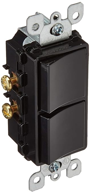 Leviton 15 Amp, 120/277 Volt, Decora Single-Pole, AC Combination Switch, Commercial Grade, Grounding, 5634-E, Black