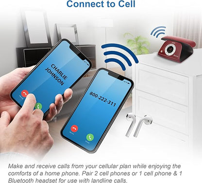 VTECH VS122-16 Retro-Design Cordless Phone: Bluetooth Connect to Cell, Call Blocker, Answering System, Full-Duplex Speakerphone