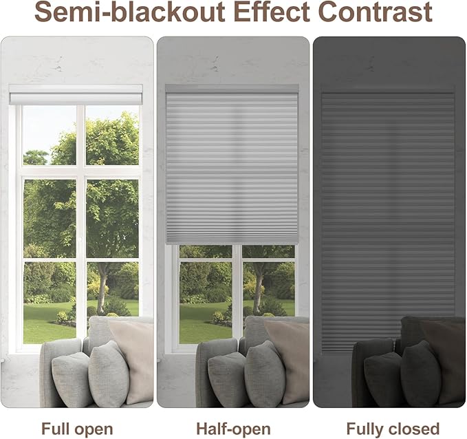 Godark Motorized Light Filtering Cellular Shades Compatible with Alexa/Google Home Electric Blinds Smart Honeycomb Shades for Windows Automatic Blinds with Remote Custom Size-White