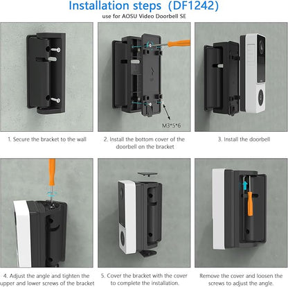 Holder for aosu Doorbell Camera Ultra V8S1AX11, Adjustable 0 to 90°Angle Mount for aosu Doorbell SE V8E2CA11, Corner Mount Wall Plate Mounting Bracket Kit Stand for aosu Doorbell Camera Ultra/SE/Pro