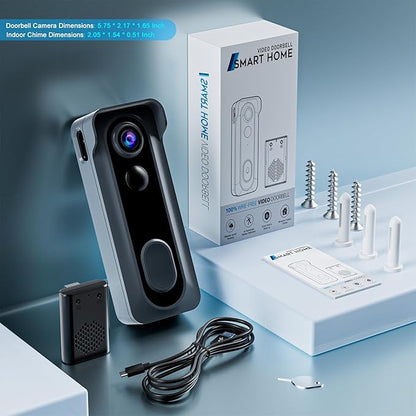Doorbell Camera Wireless with Chime -2K HD Video AI Motion Detection, Two - Way Audio, Night Vision, Cloud Storage,Battery Powered - Compatible with Alexa, 2.4G WiFi Only
